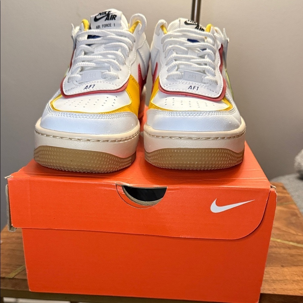 Nike Air Force 1 Sneakers - White, Yellow, Red